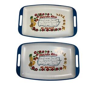 Vintage Puerto Rico Me Encanta Colorful Trays Set 2